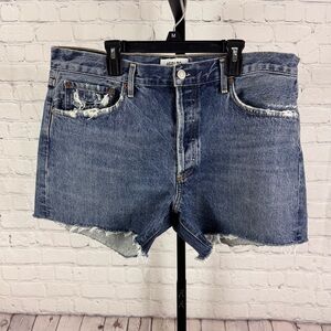 Agolde Denim Cut Off Raw Hem Reese Style Button Fly Shorts Size 31